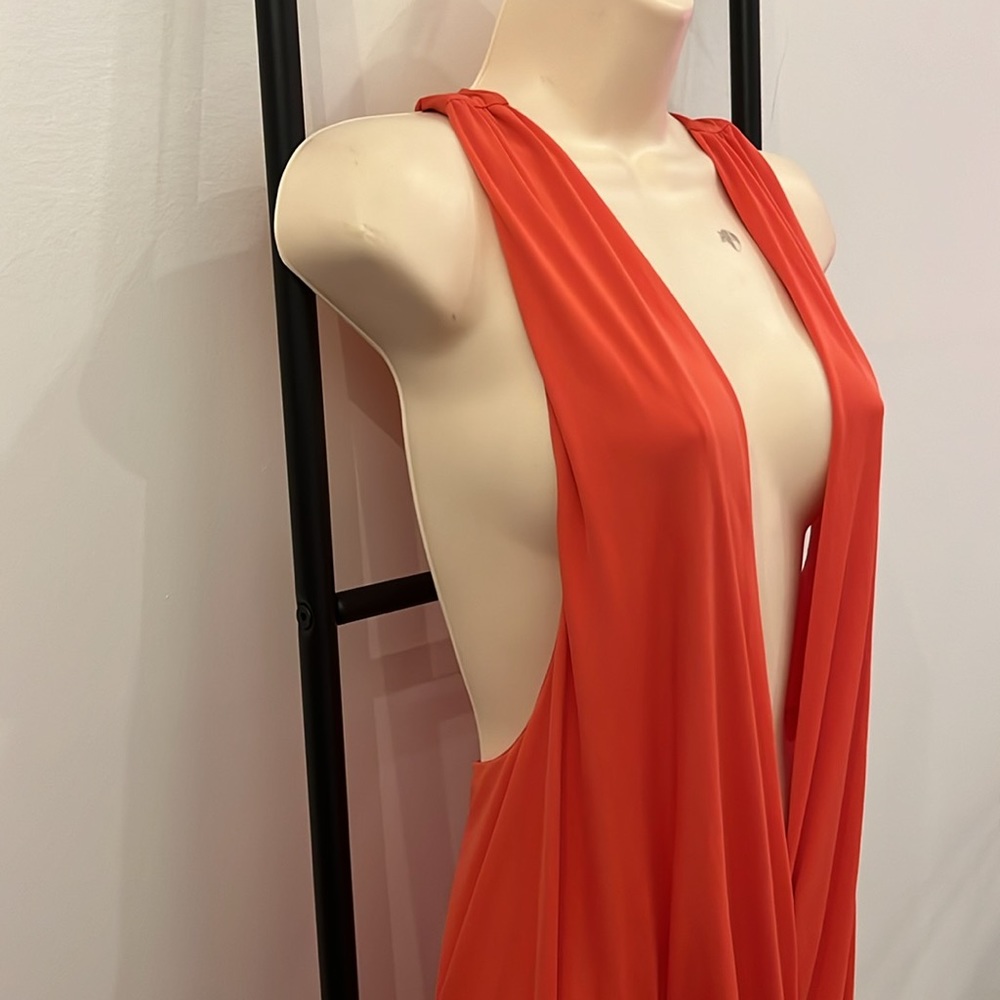 Victoria’s Secret Very Sexy Orange Lace Trim Open Back Nightgown Women Size L - Picture 4 of 8